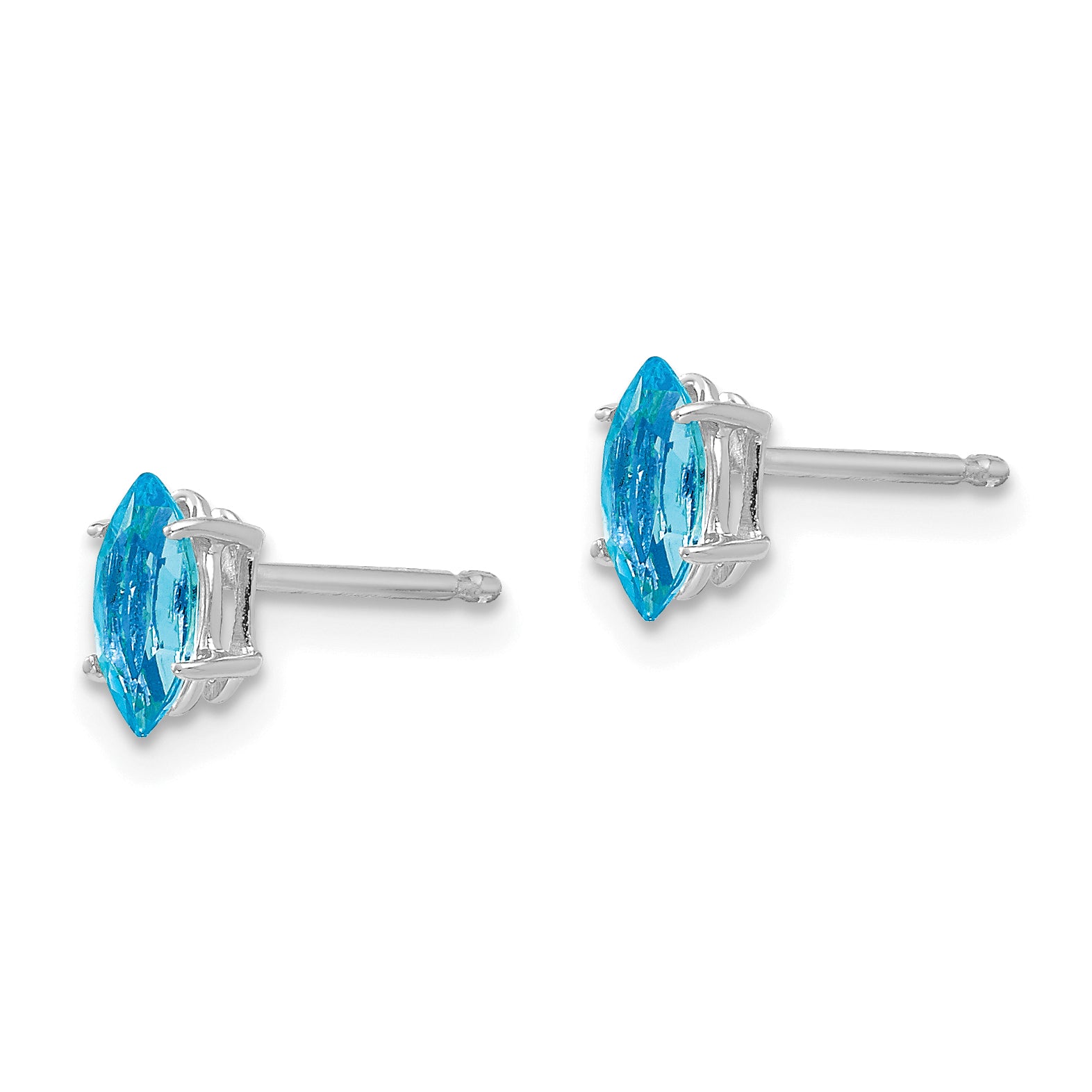 14k White Gold 6x3mm Marquise Blue Topaz earring Secondary image