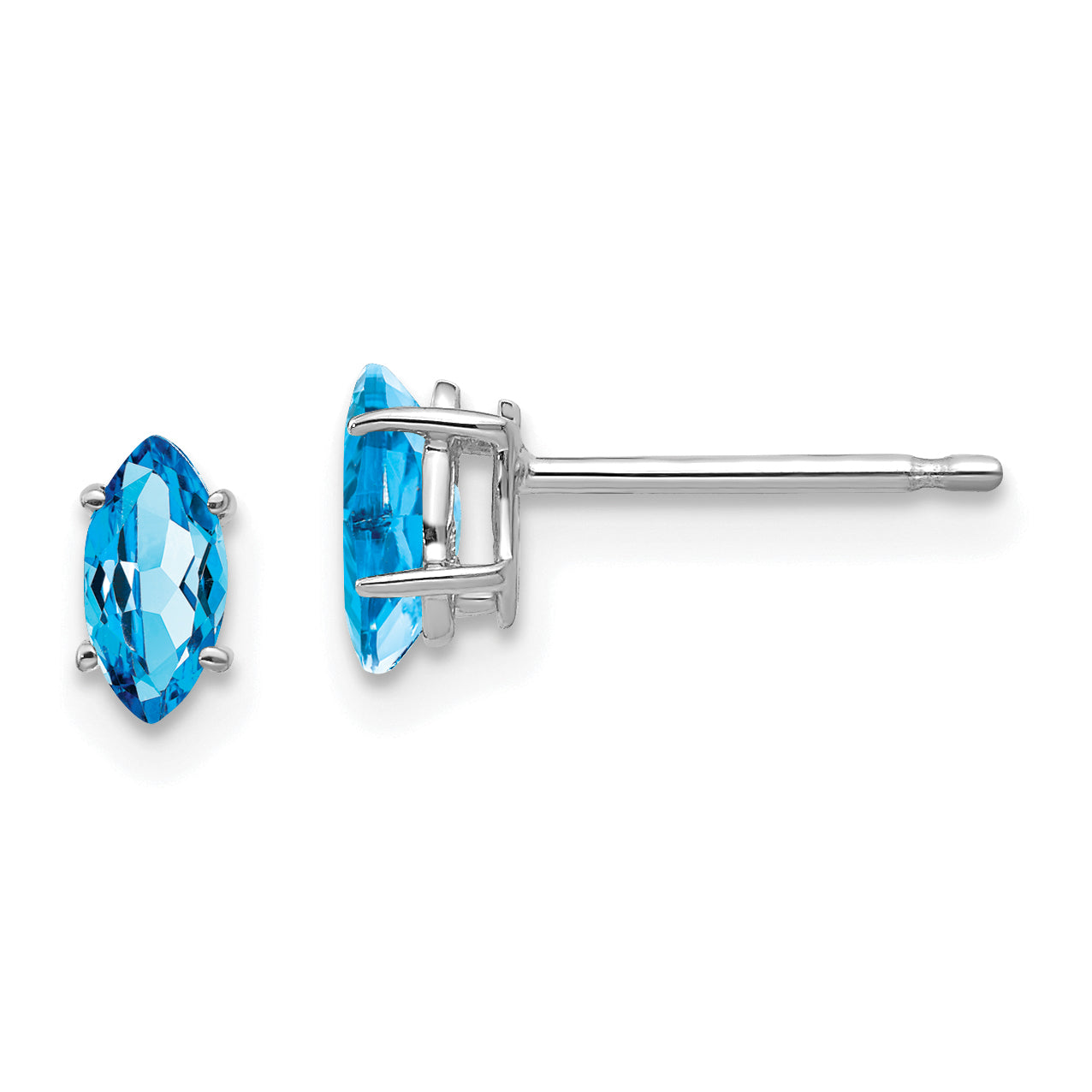 14k White Gold 6x3mm Marquise Blue Topaz earring Main image
