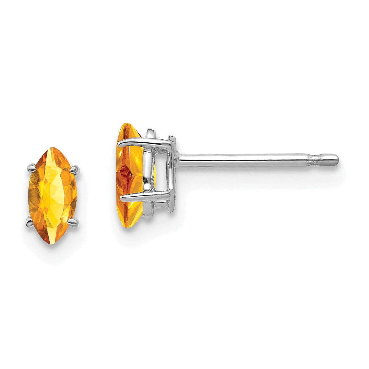 14k White Gold 6x3mm Citrine Marquise Stud Earrings Main image