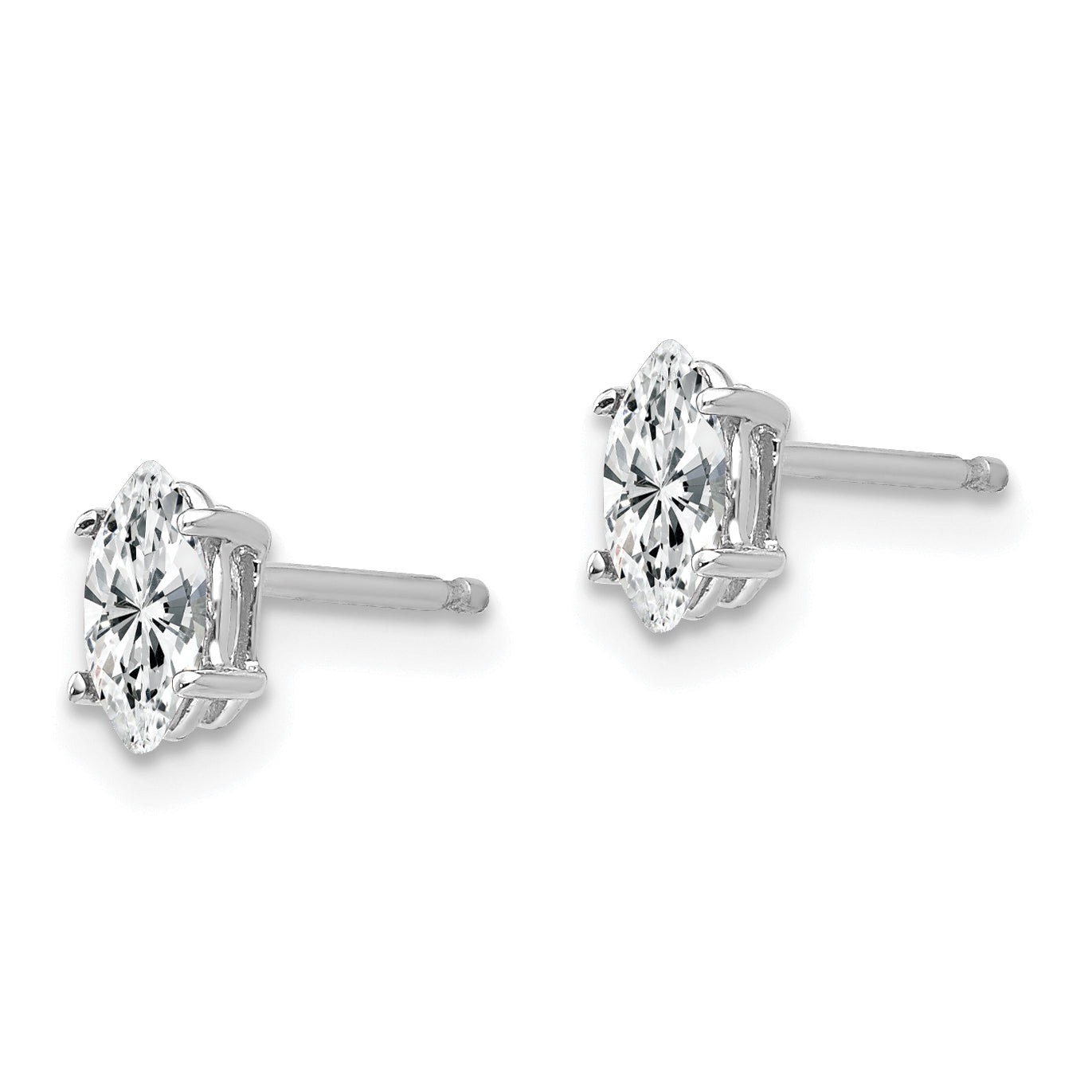 14k White Gold 6x3mm Marquise Cubic Zirconia earring Secondary image