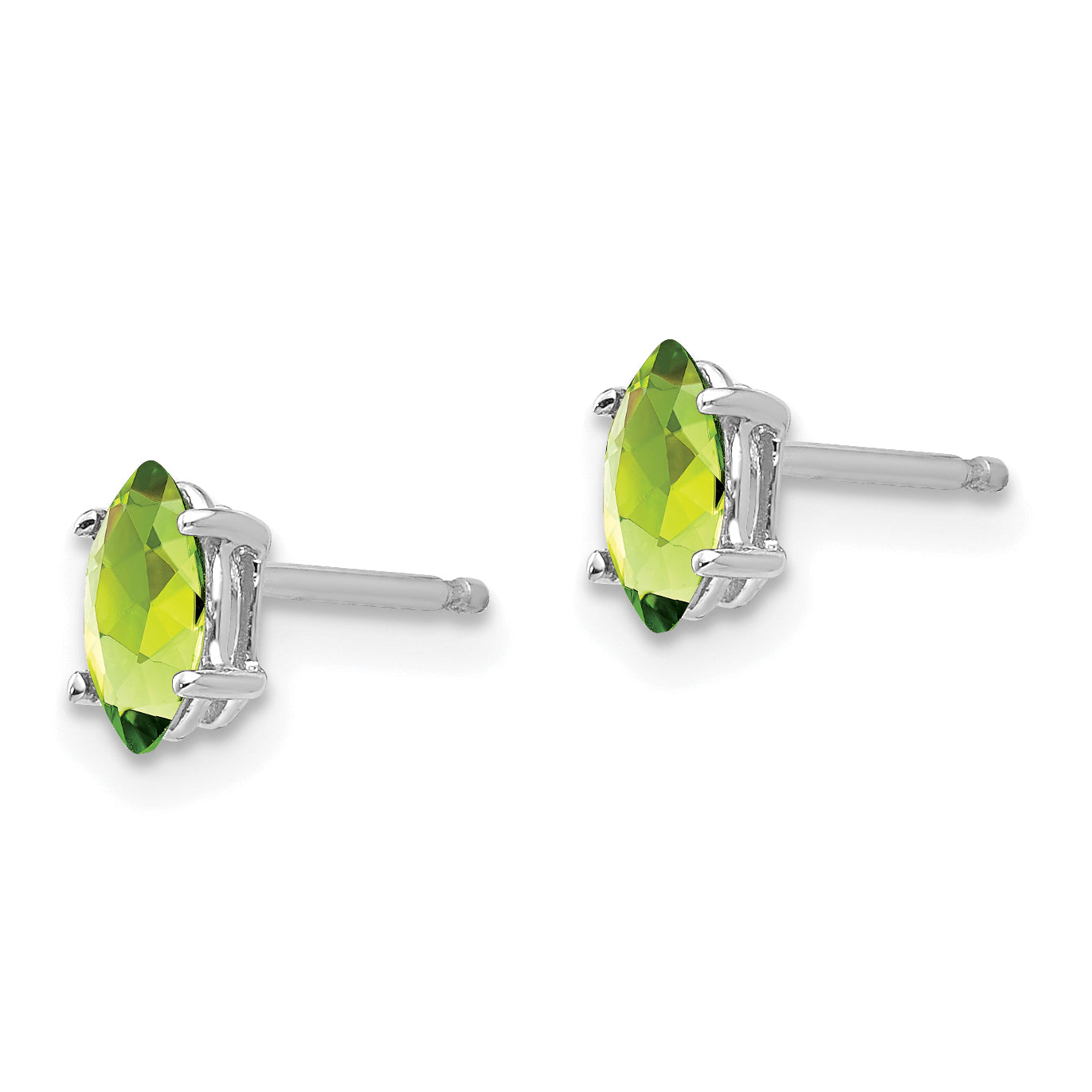 14k White Gold 6x3mm Marquise Peridot earring Secondary image