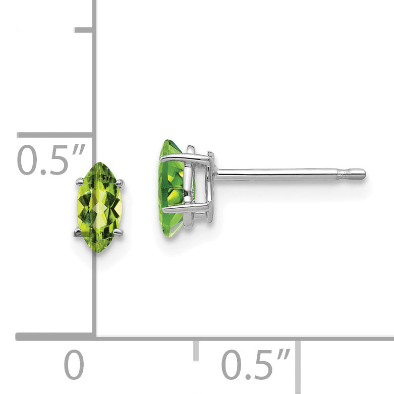 14k White Gold 6x3mm Marquise Peridot earring