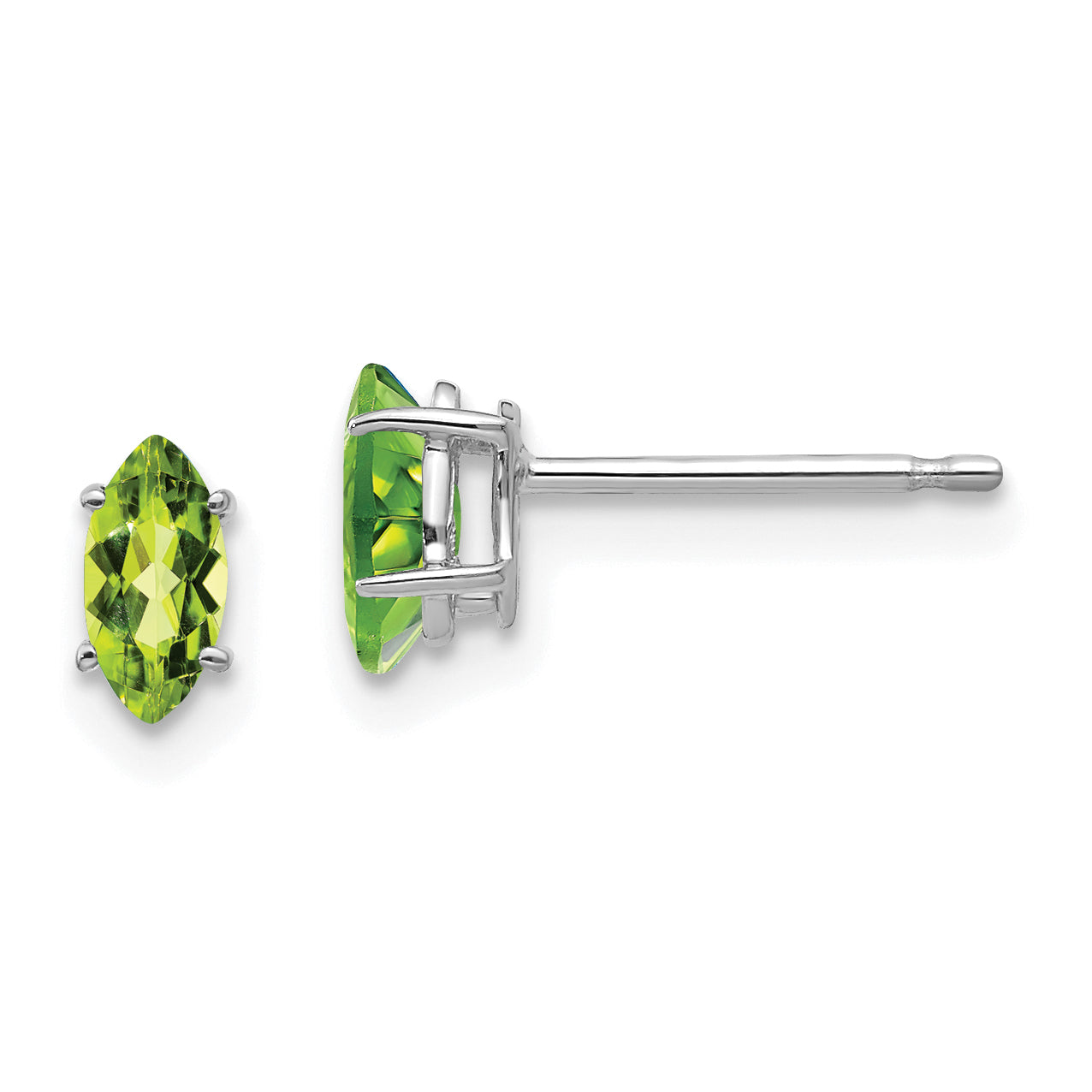 14k White Gold 6x3mm Marquise Peridot earring Main image
