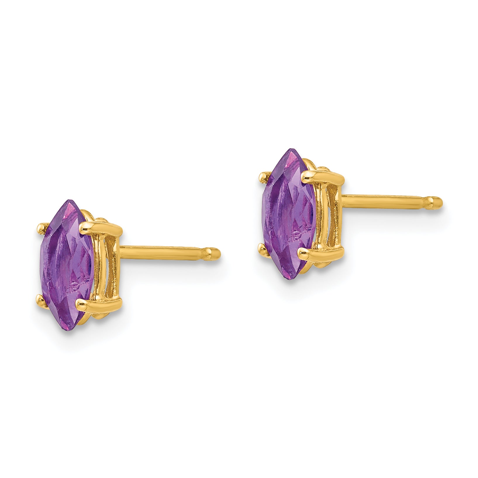 14k 7x3.5mm Marquise Amethyst earring Secondary image