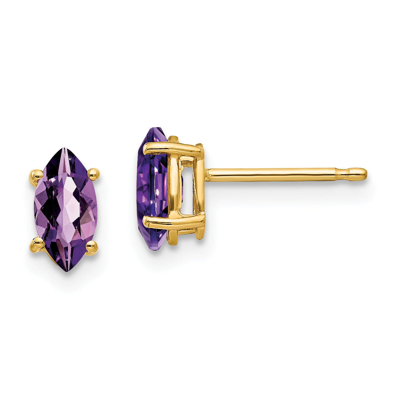 14k 7x3.5mm Marquise Amethyst earring Main image