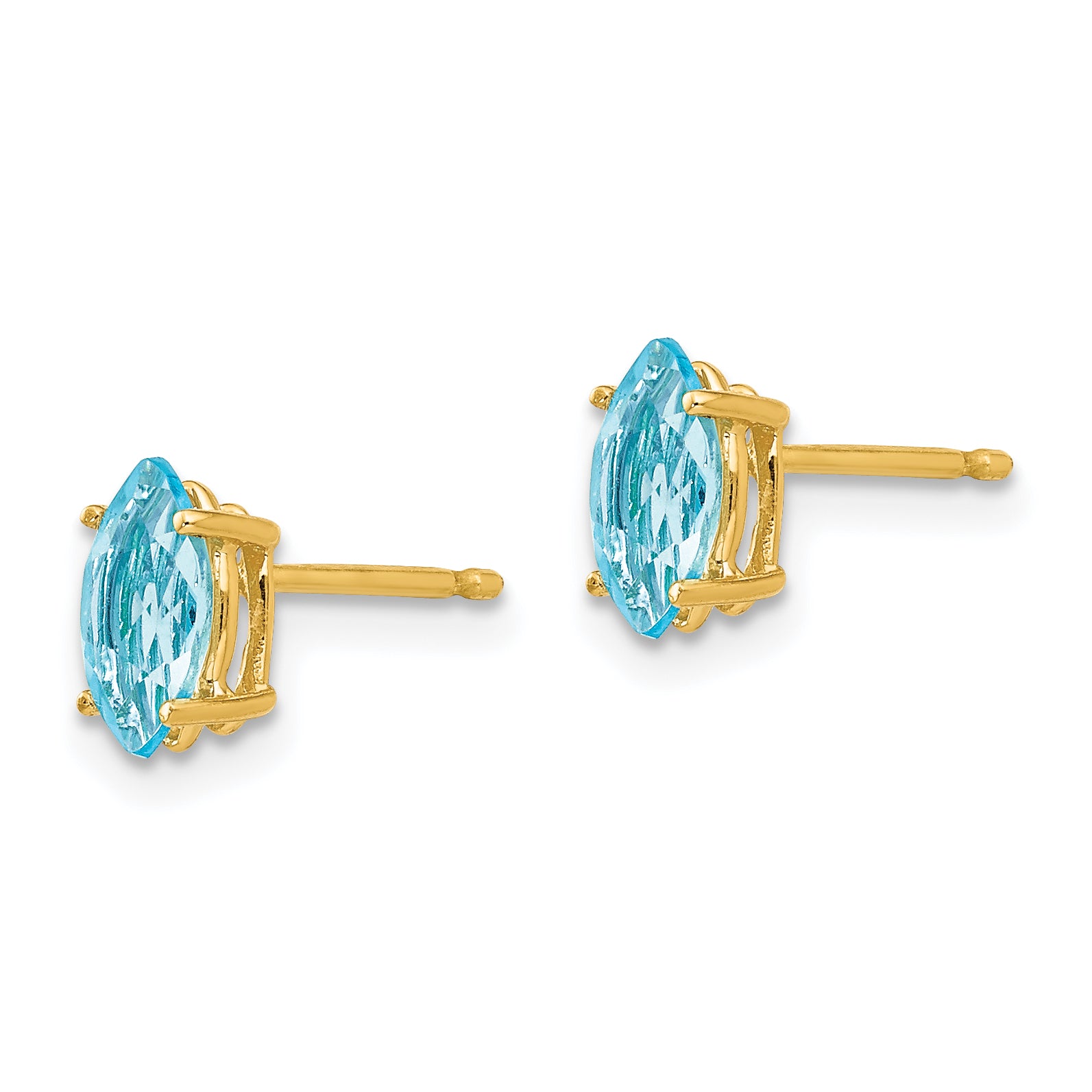 14k 7x3.5mm Marquise Blue Topaz earring Secondary image