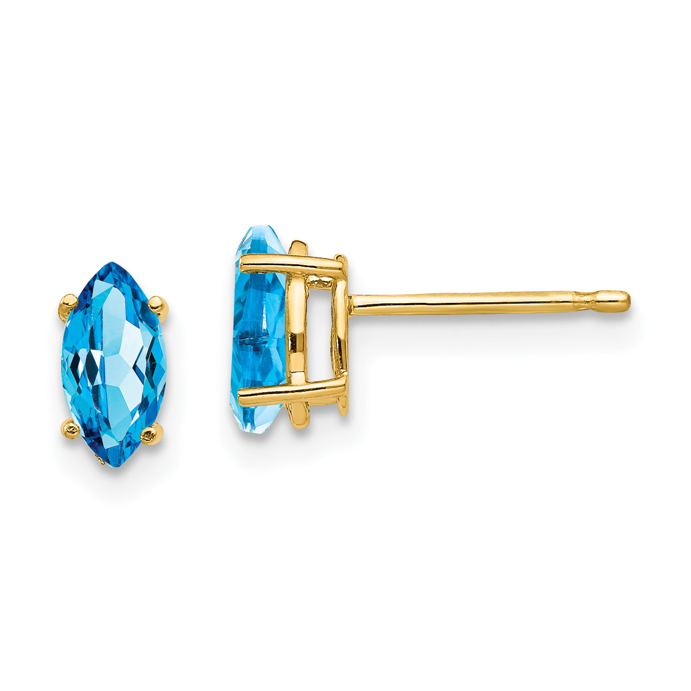 14k 7x3.5mm Marquise Blue Topaz earring Main image