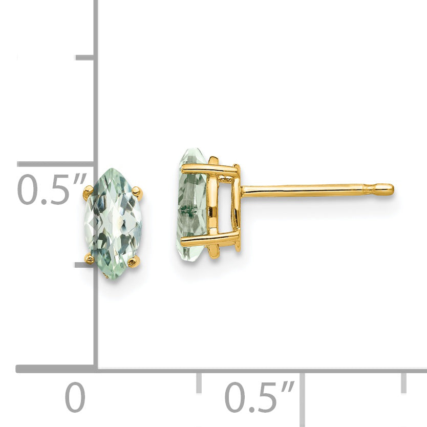 14k 7x3.5 Marquise Checker-Cut Green Quartz Earring Secondary image