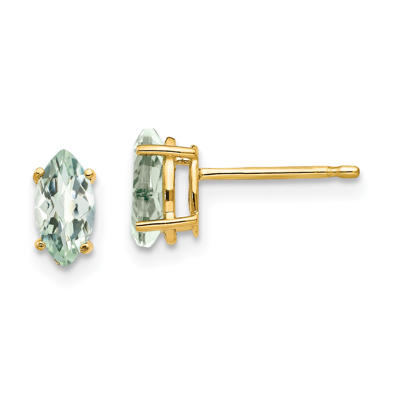 14k 7x3.5 Marquise Checker-Cut Green Quartz Earring Main image