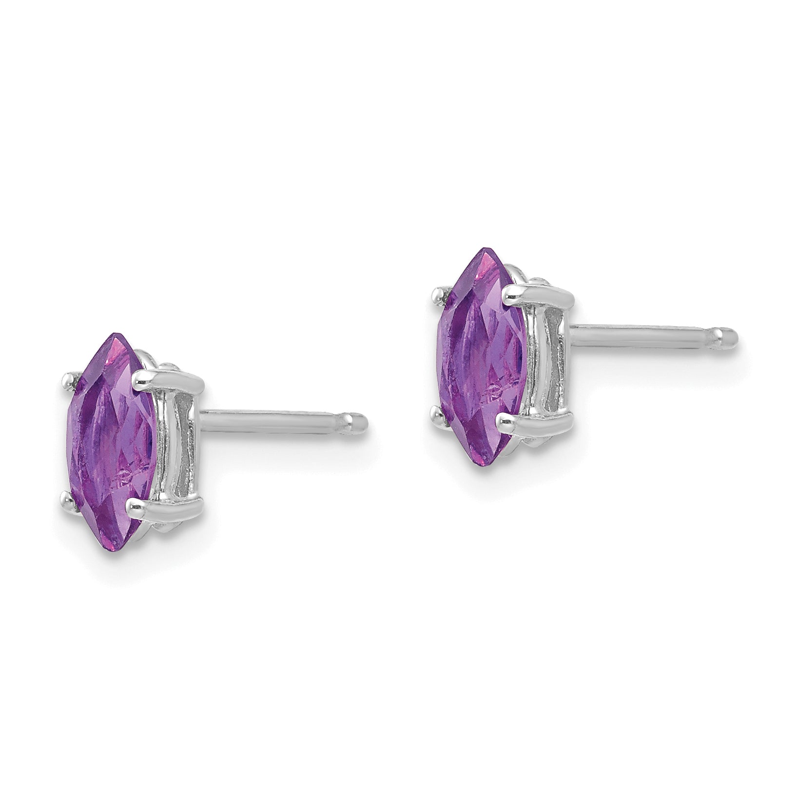 14k White Gold 7x3.5mm Marquise Amethyst earring Secondary image