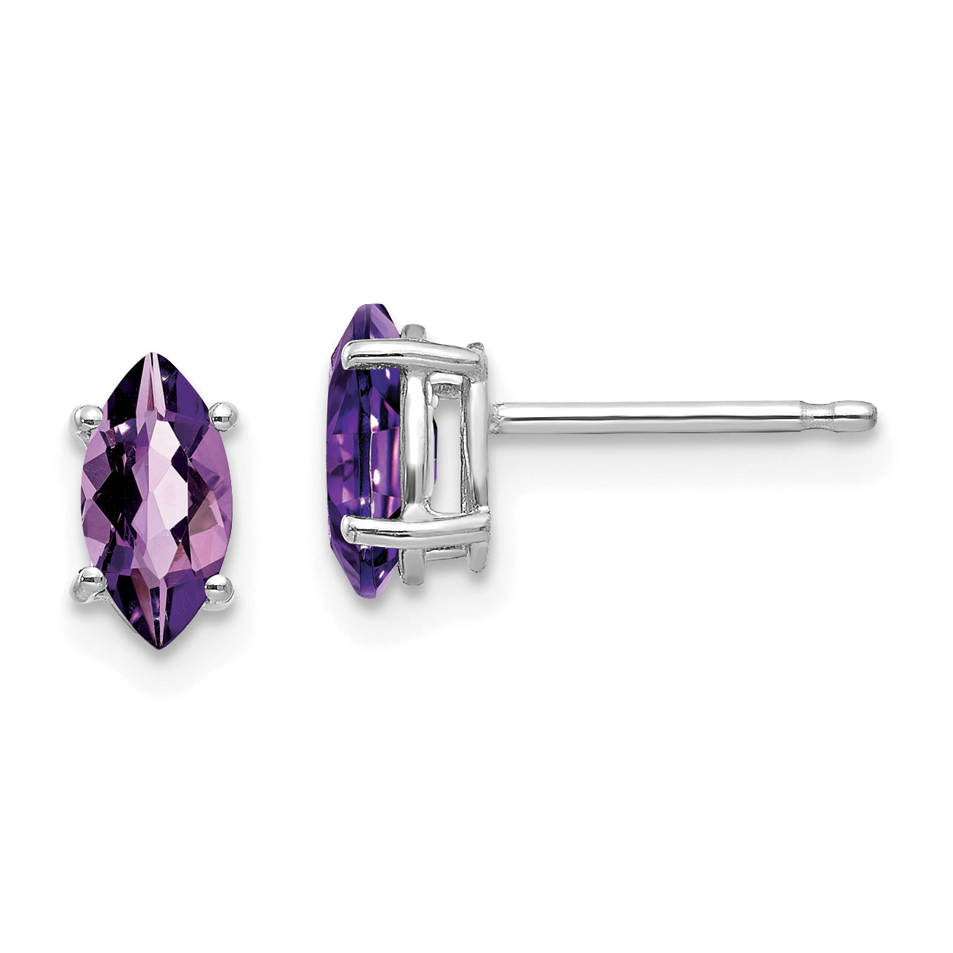 14k White Gold 7x3.5mm Marquise Amethyst earring Main image