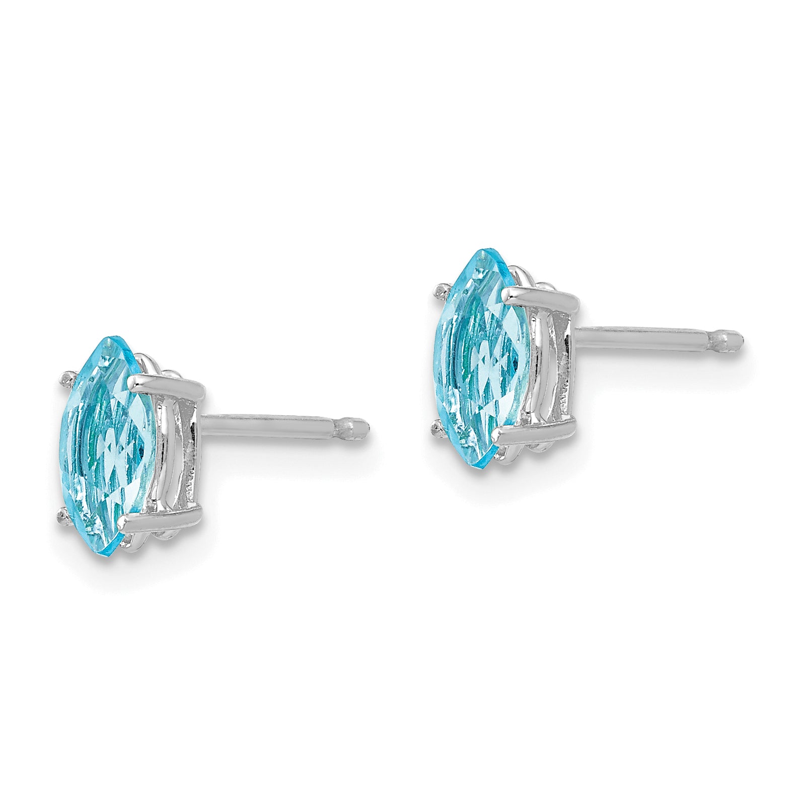 14k White Gold 7x3.5mm Blue Topaz Marquise Stud Earring Secondary image