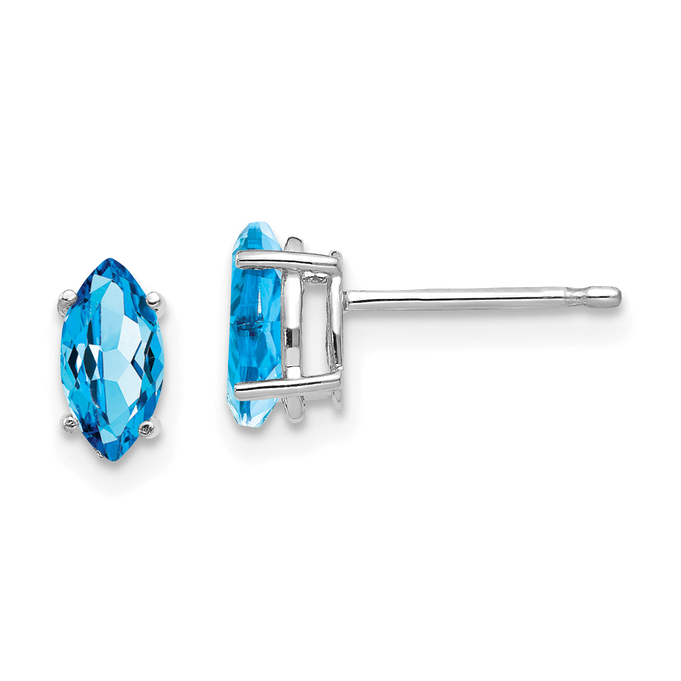 14k White Gold 7x3.5mm Blue Topaz Marquise Stud Earring Main image