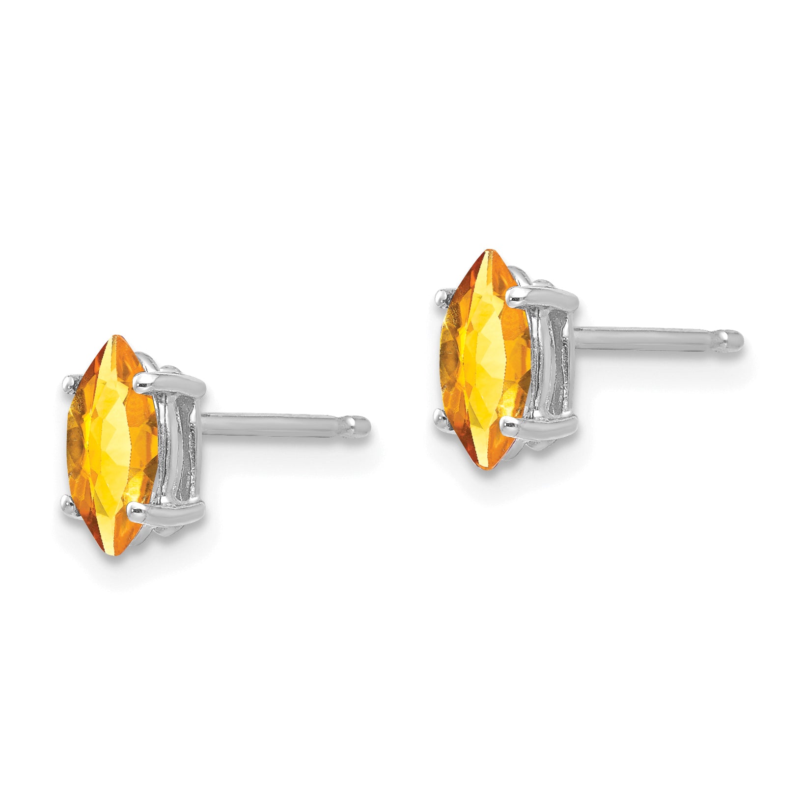 14k White Gold 7x3.5mm Marquise Citrine earring Secondary image