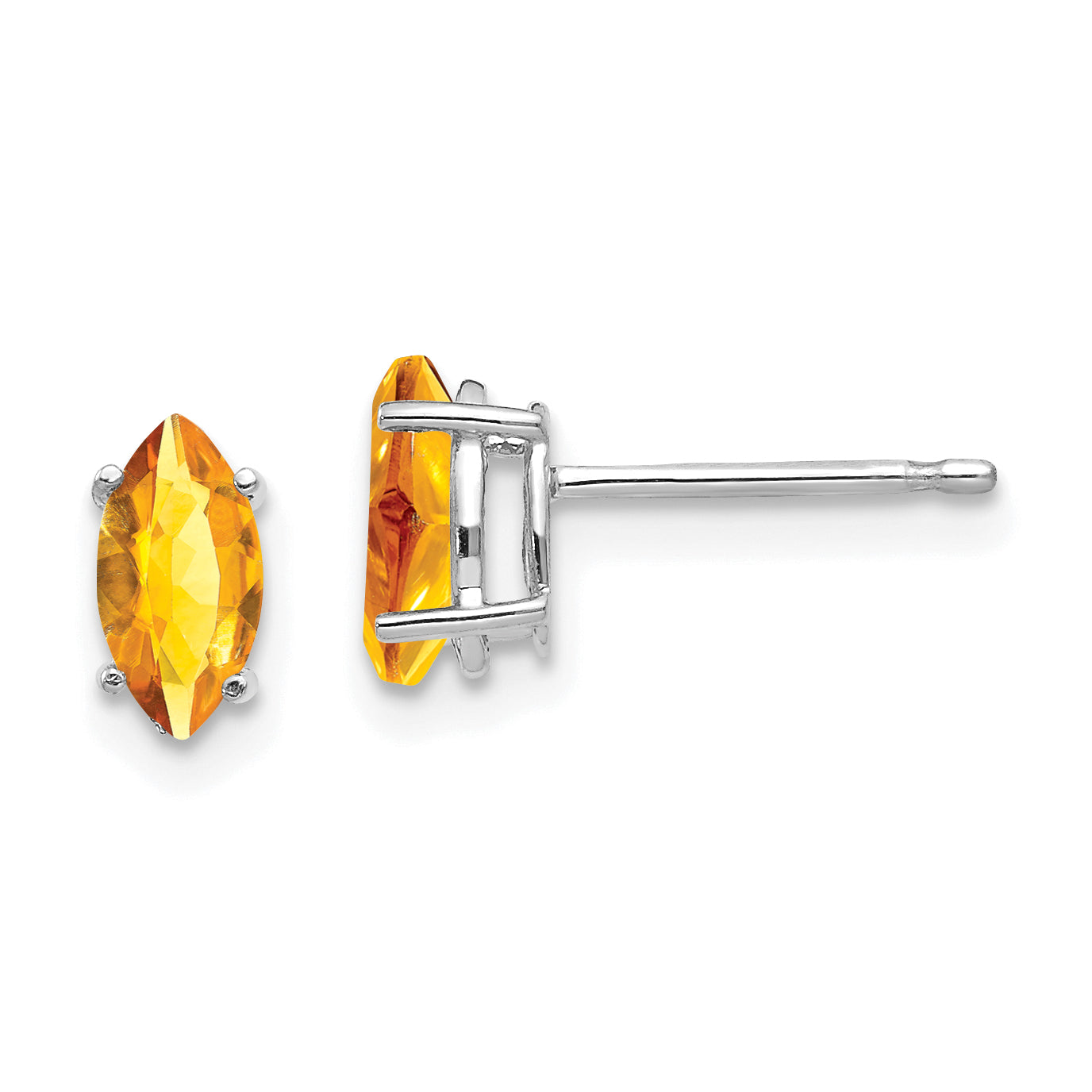 14k White Gold 7x3.5mm Marquise Citrine earring Main image