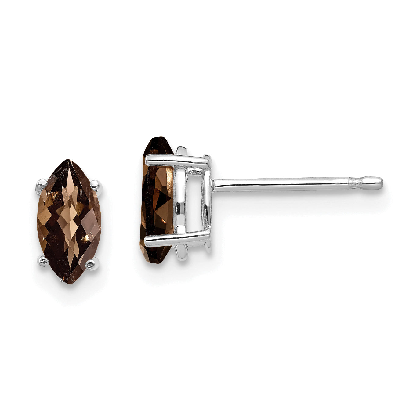 14kw 7x3.5mm Marquise Checker-Cut Smoky Quartz Earring Main image