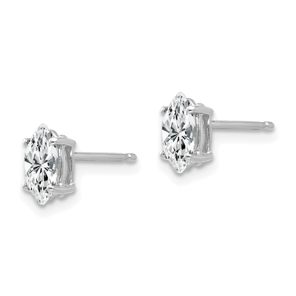 14k White Gold 7x3.5mm CZ Marquise Stud Earring