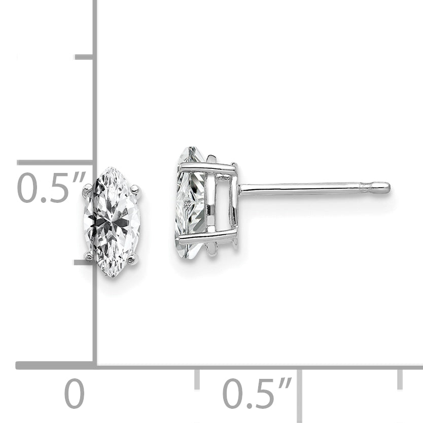 14k White Gold 7x3.5mm CZ Marquise Stud Earring