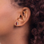14k White Gold 7x3.5mm Marquise Garnet earring