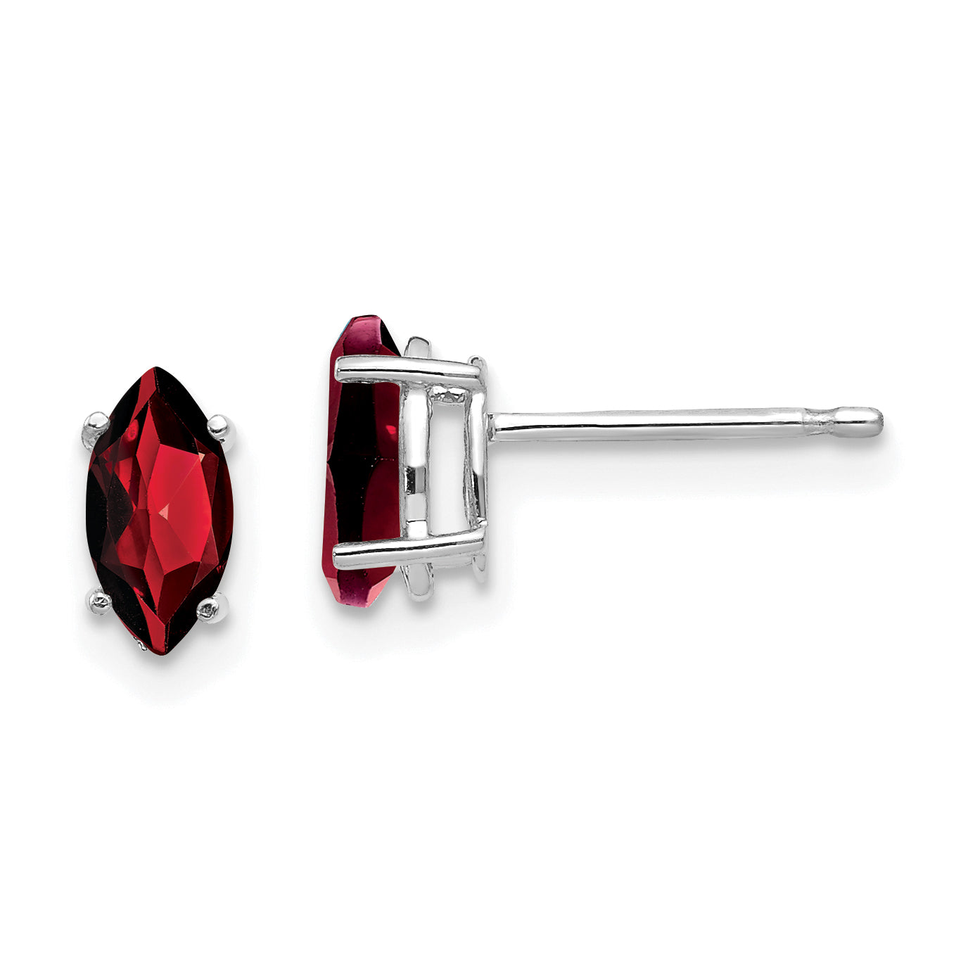 14k White Gold 7x3.5mm Marquise Garnet earring Main image