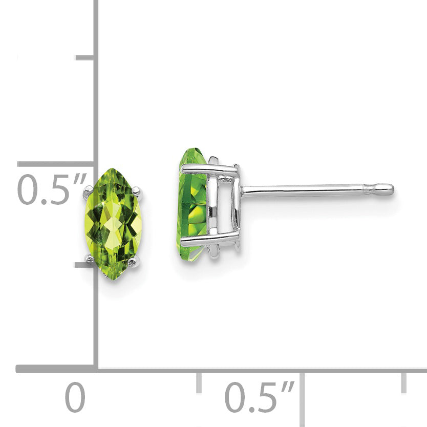 14k White Gold 7x3.5mm Peridot Marquise Stud Earring