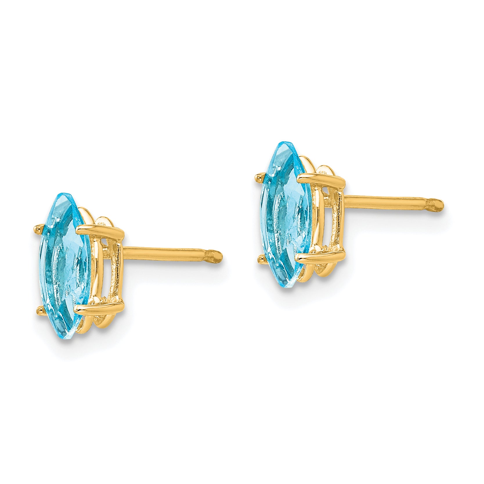 14k Blue Topaz Marquise Stud Earring Secondary image