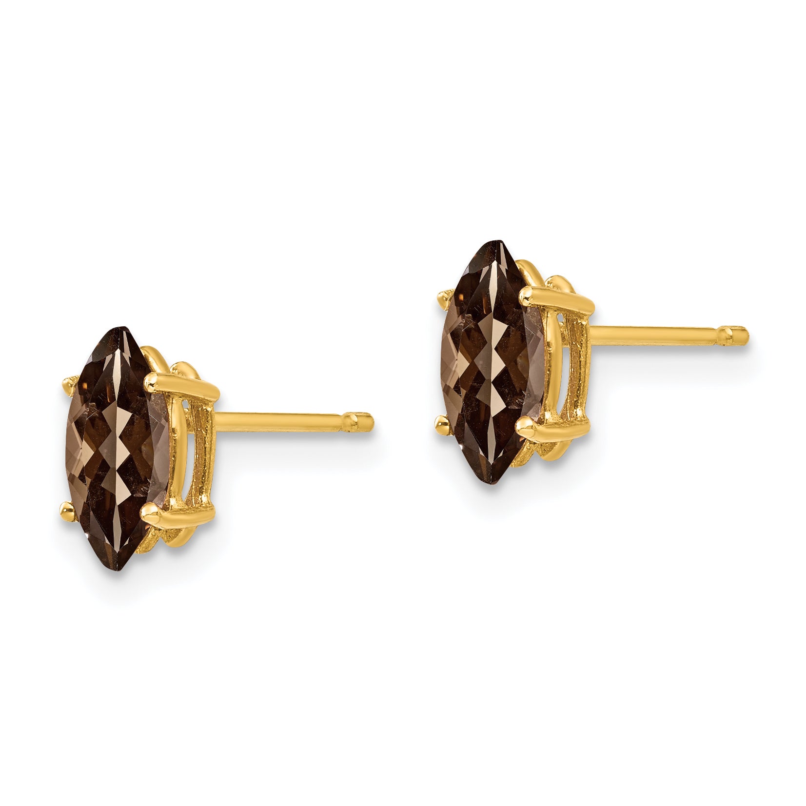 14k 8x4 Marquise Checker-Cut Smoky Quartz Earring Secondary image