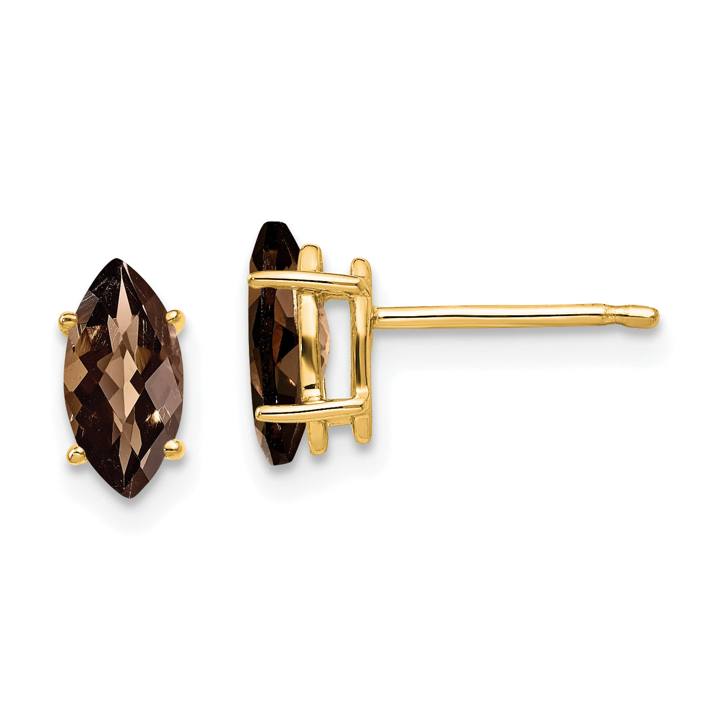 14k 8x4 Marquise Checker-Cut Smoky Quartz Earring Main image