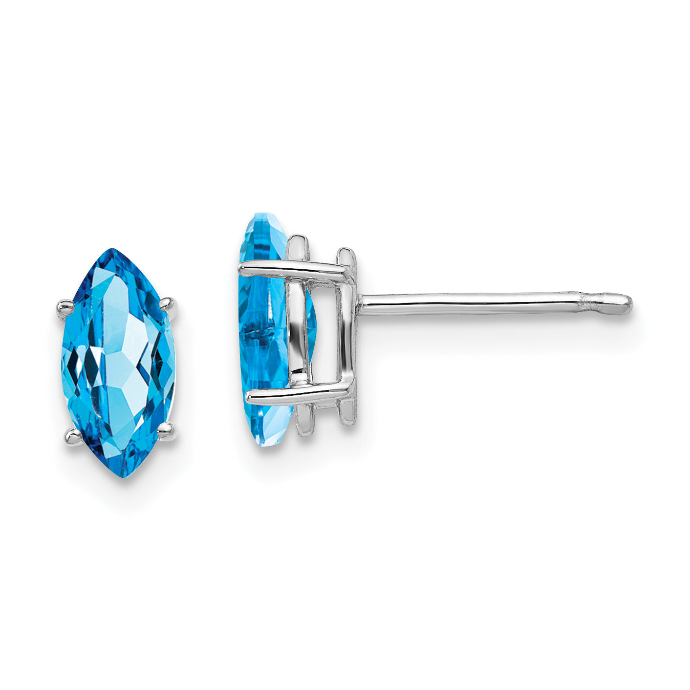14k White Gold 8x4mm Marquise Blue Topaz earring Main image