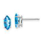 14k White Gold 8x4mm Marquise Blue Topaz earring