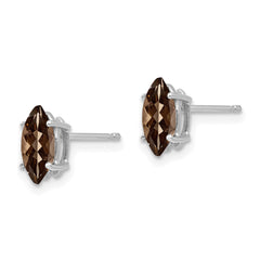 14kw 8x4mm Marquise Checker-Cut Smoky Quartz Earring