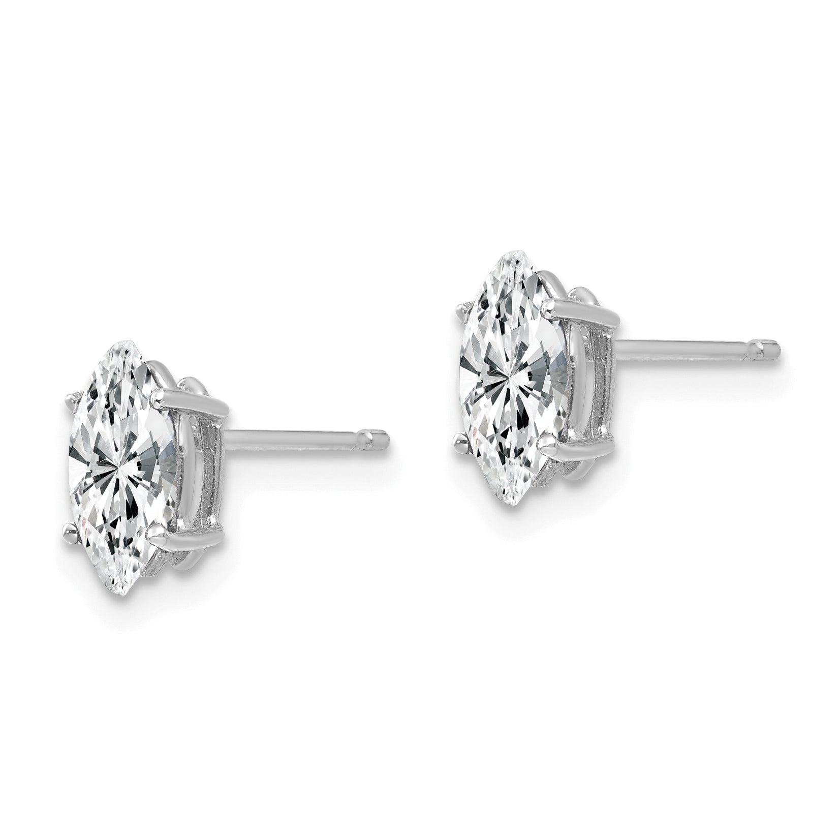 14k White Gold 8x4mm Marquise Cubic Zirconia earring Secondary image