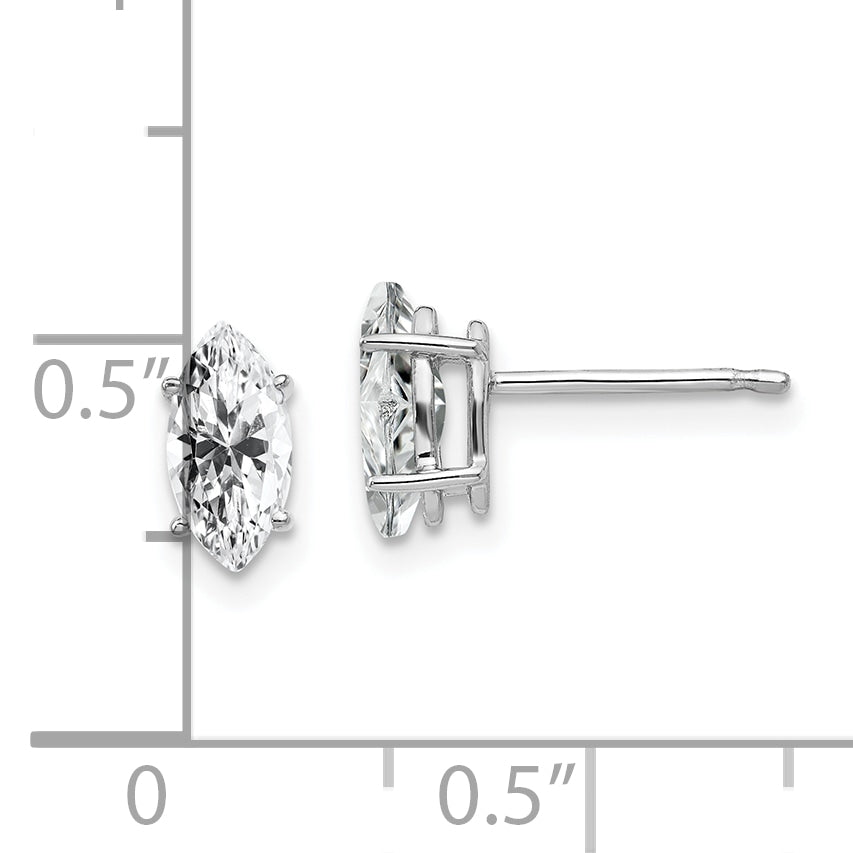 14k White Gold 8x4mm Marquise Cubic Zirconia earring