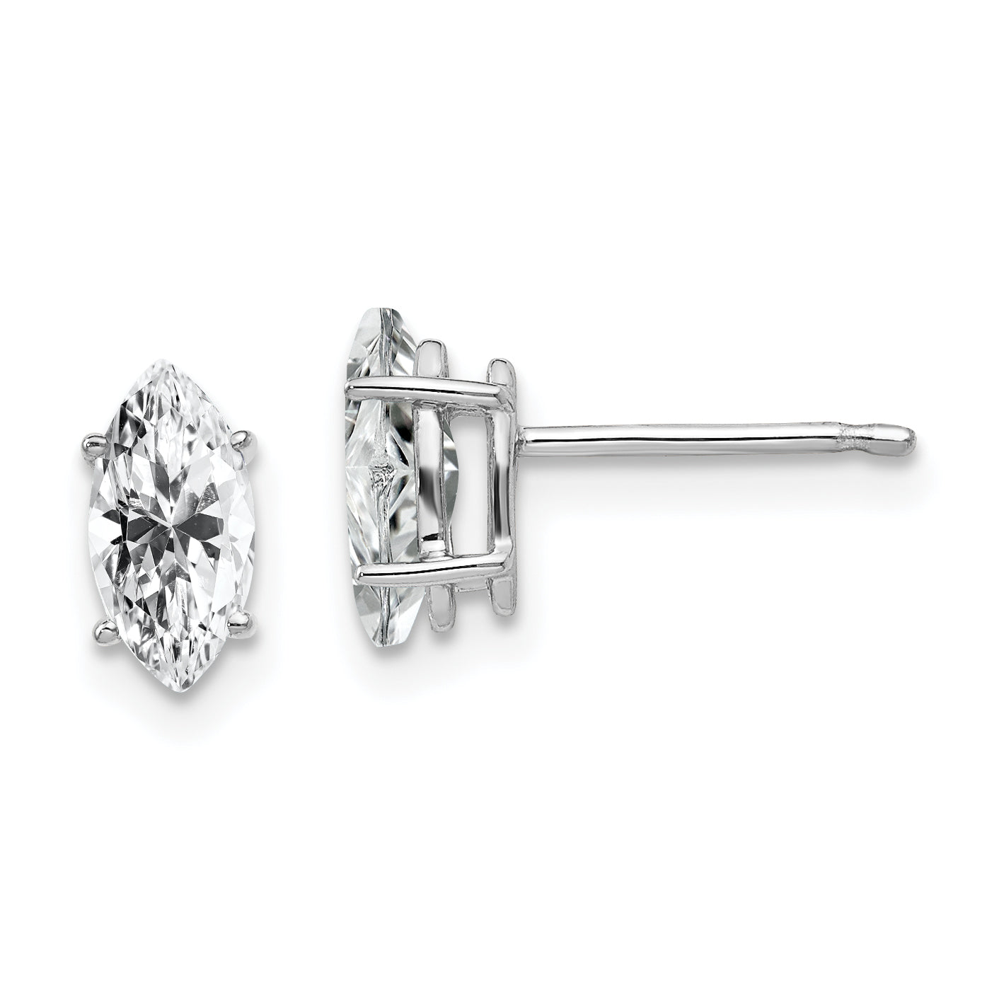 14k White Gold 8x4mm Marquise Cubic Zirconia earring Main image