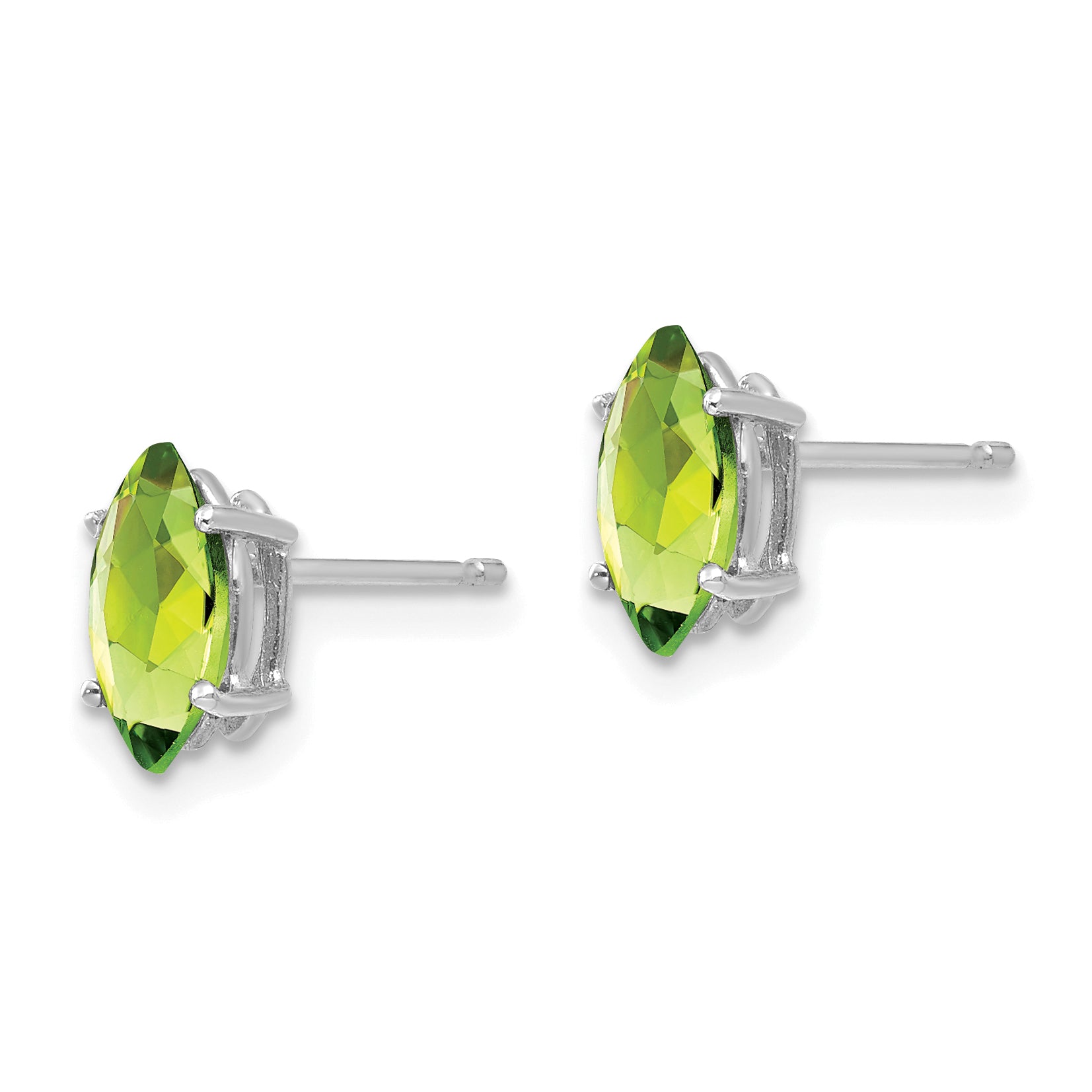 14k White Gold 8x4mm Peridot Marquise Stud Earring Secondary image