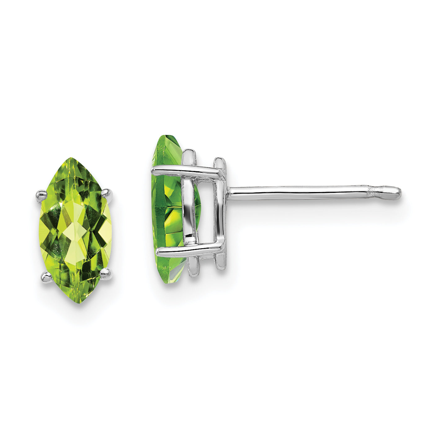 14k White Gold 8x4mm Peridot Marquise Stud Earring Main image