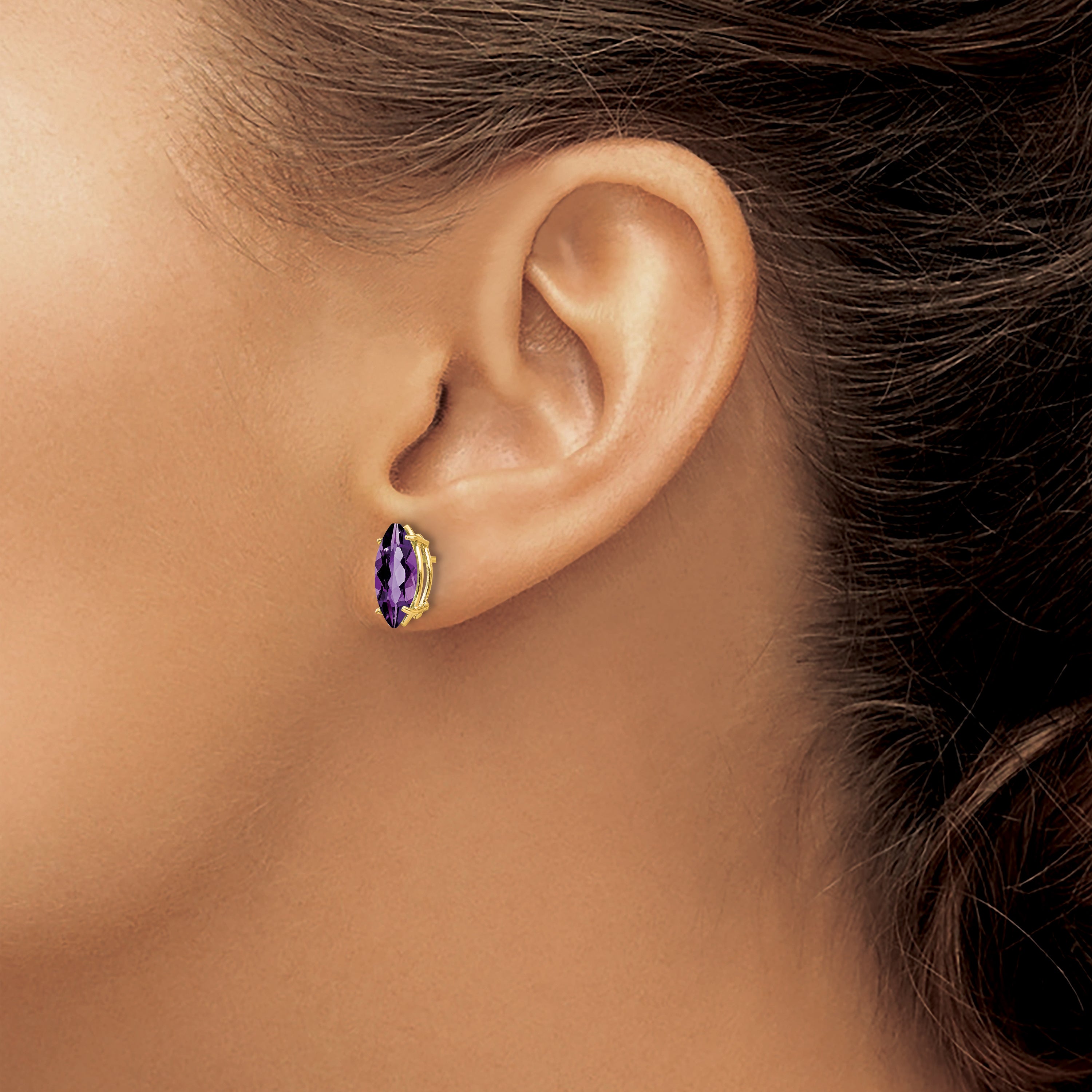 14k 10x5mm Marquise Amethyst earring