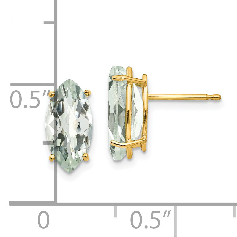 14k 10x5 Marquise Checker-Cut Green Quartz Earring Secondary image