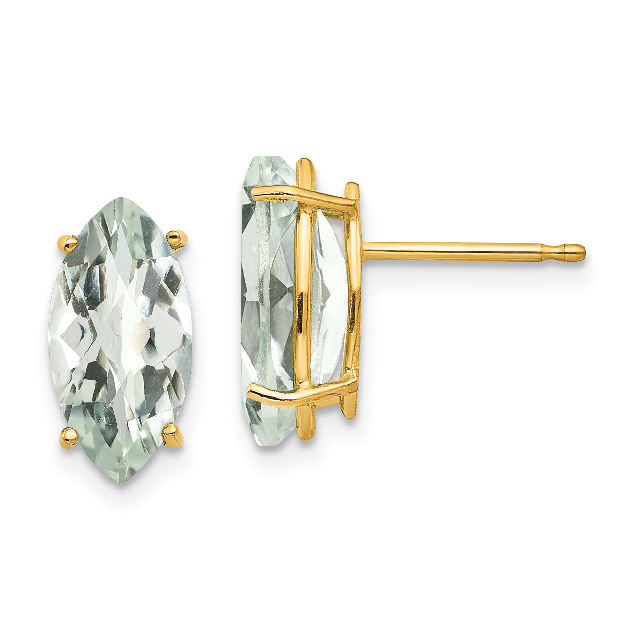 14k 10x5 Marquise Checker-Cut Green Quartz Earring Main image
