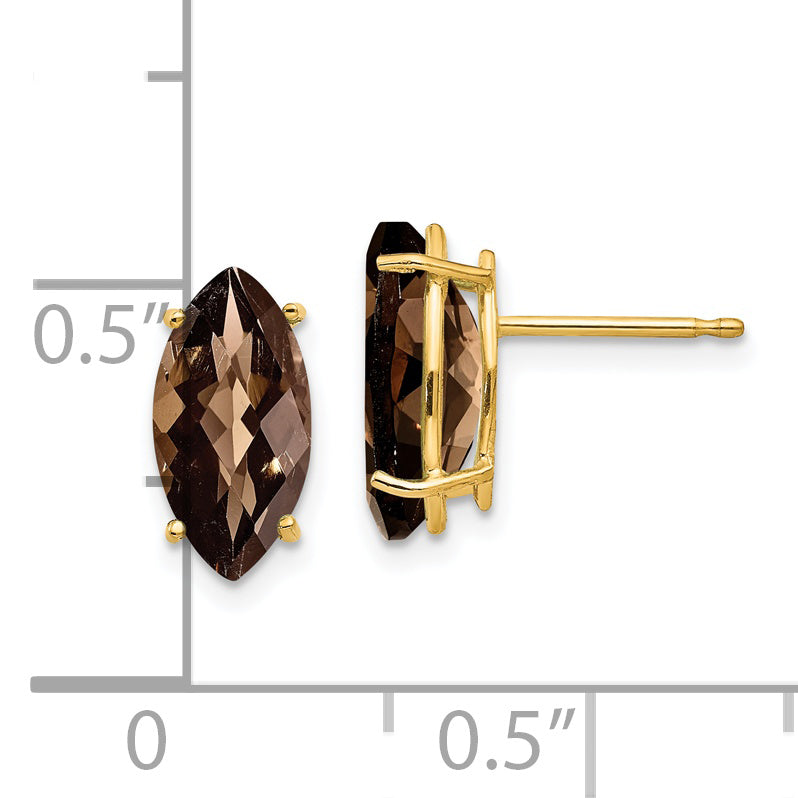 14k 10x5 Marquise Checker-Cut Smoky Quartz Earring Secondary image