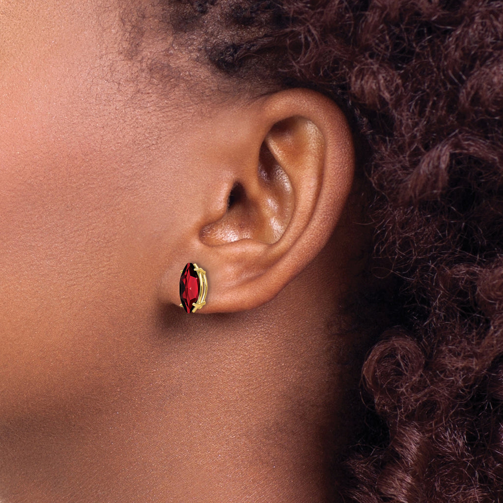 14k Garnet Marquise Stud Earring
