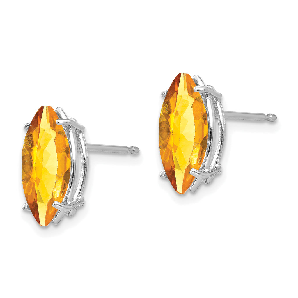 14k White Gold 10x5mm Marquise Citrine earring