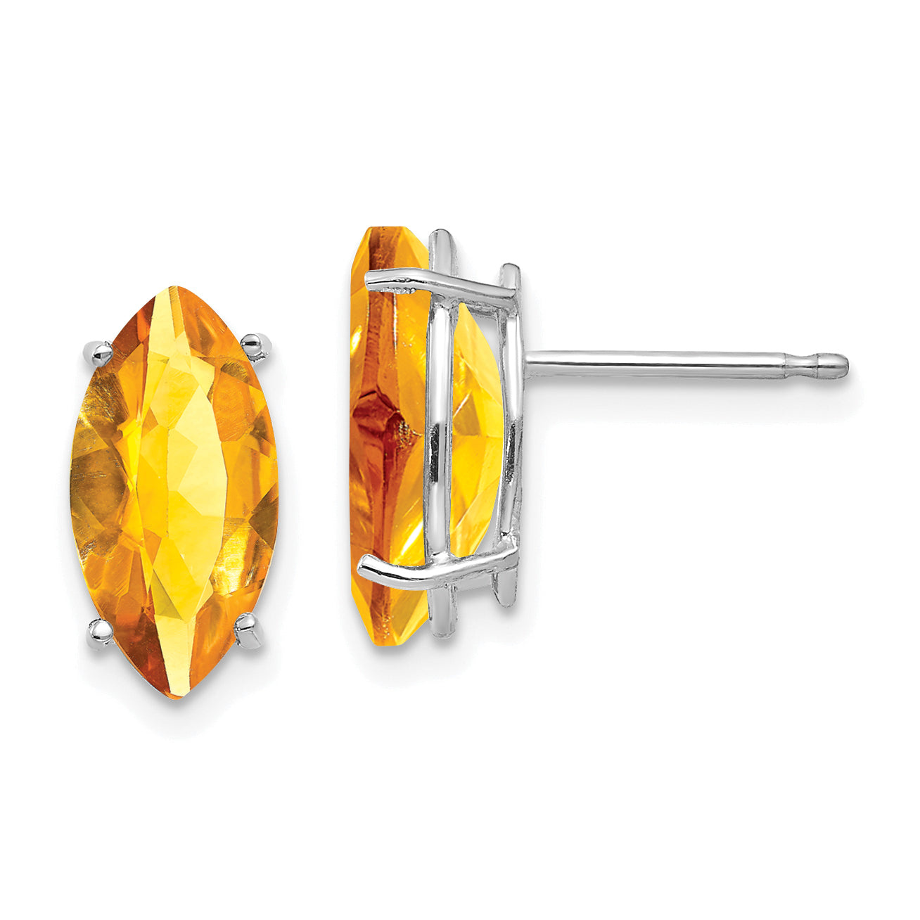 14k White Gold 10x5mm Marquise Citrine earring Main image