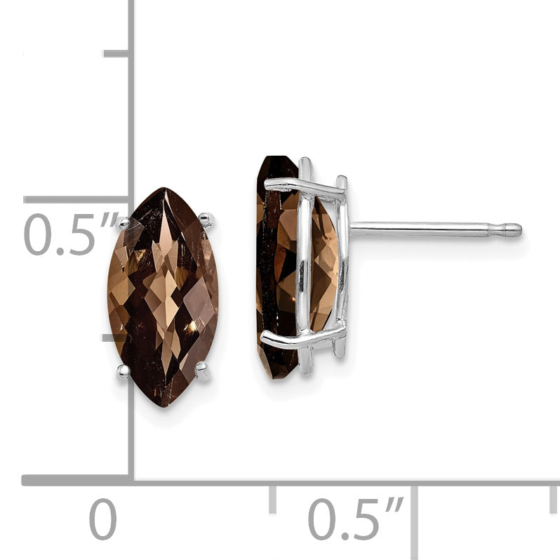 14kw 10x8mm Marquise Checker-Cut Smoky Quartz Earring Secondary image