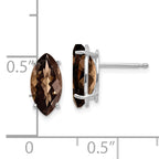 14kw 10x8mm Marquise Checker-Cut Smoky Quartz Earring