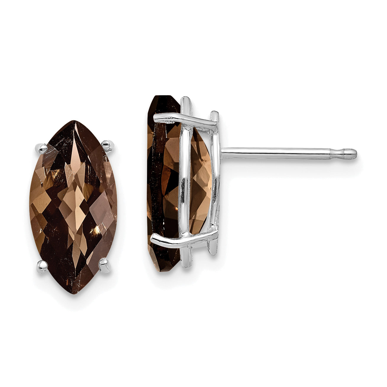 14kw 10x8mm Marquise Checker-Cut Smoky Quartz Earring Main image