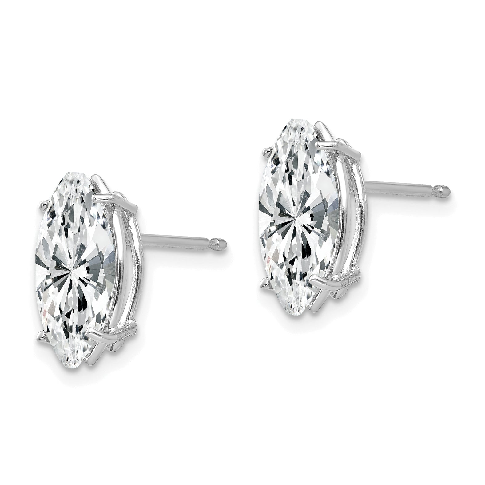 14k White Gold 10x5mm Cubic Zirconia Marquise Stud Earring Secondary image