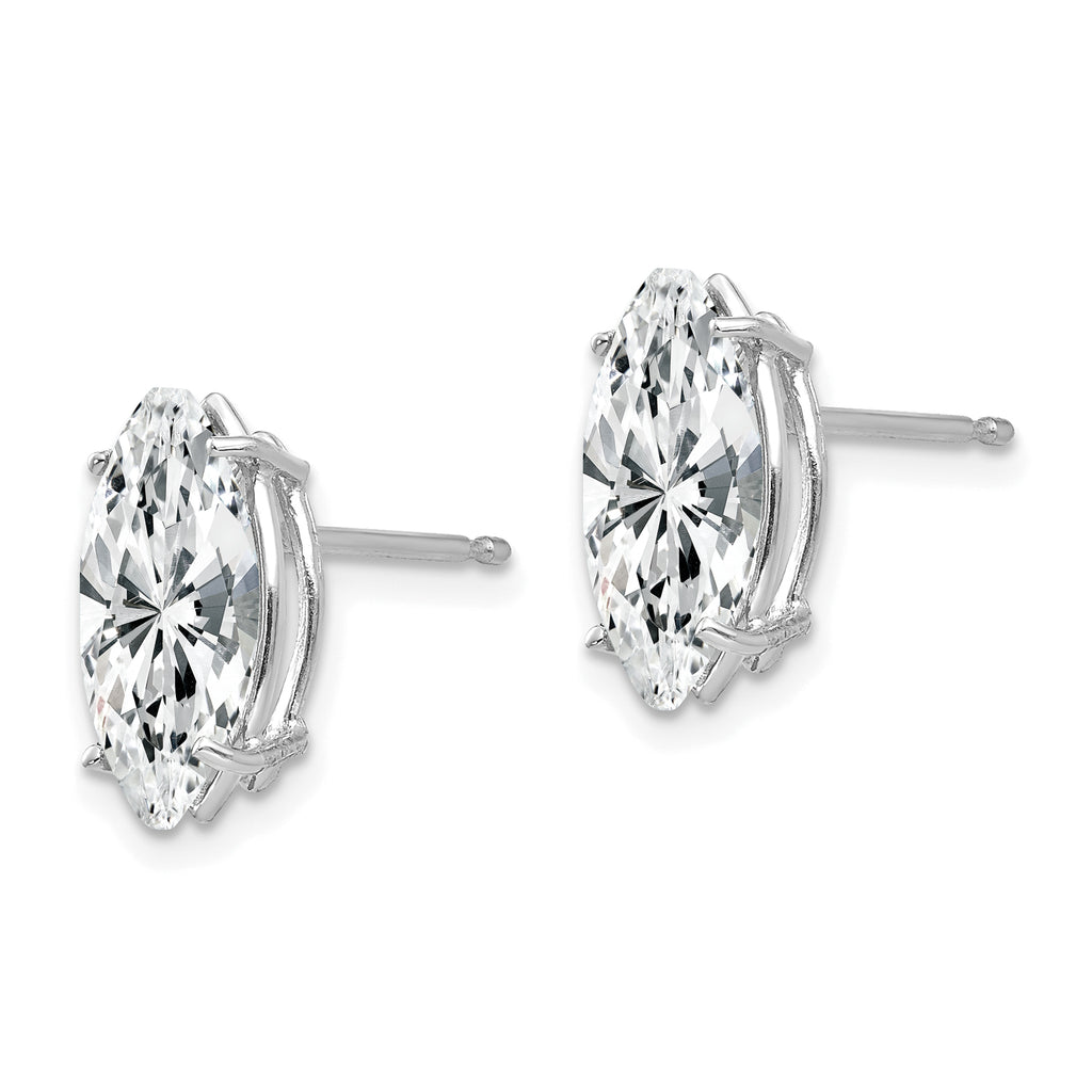 14k White Gold 10x5mm Cubic Zirconia Marquise Stud Earring