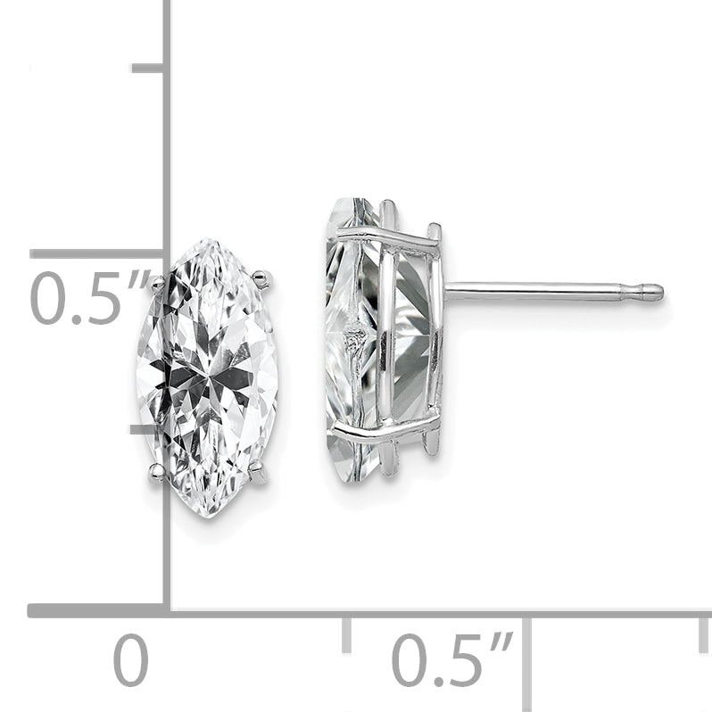 14k White Gold 10x5mm Cubic Zirconia Marquise Stud Earring