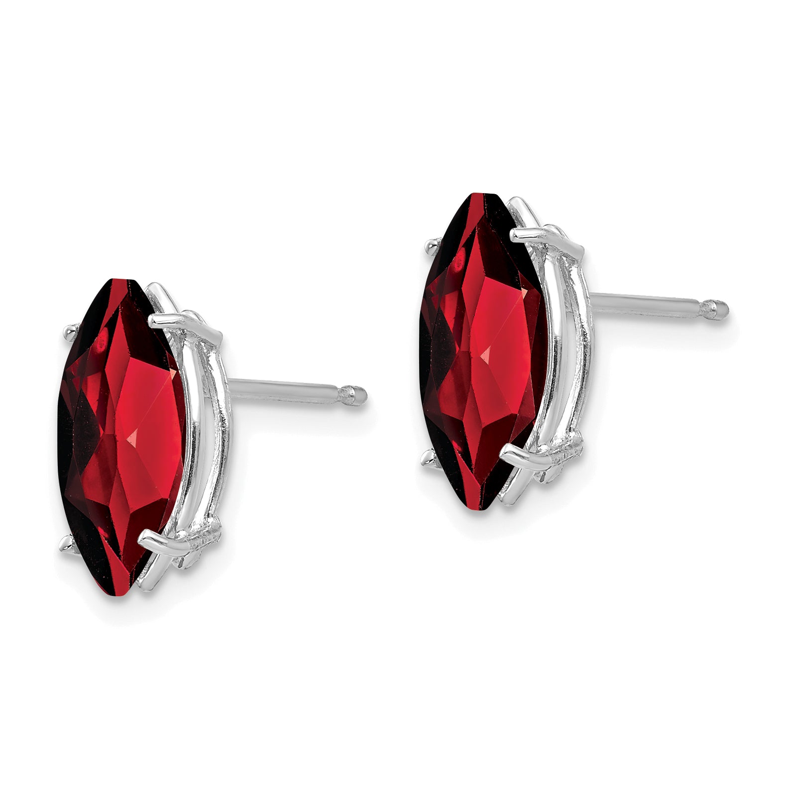 14k White Gold 10x5mm Marquise Garnet earring Secondary image
